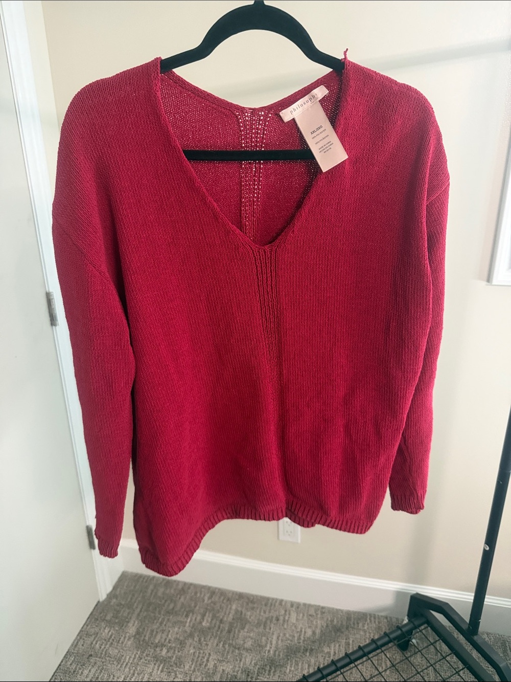 Philosophy V-Neck Sweater in Bright Pink